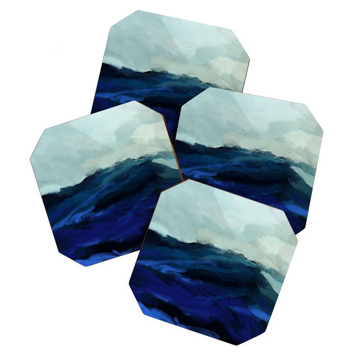 ocean wave blue abstract painting Coaster Gallery Image 1
