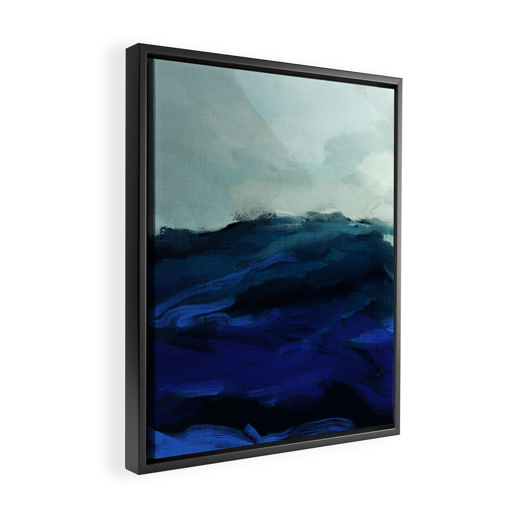 ocean wave blue abstract painting Framed Canvas Print Gallery Image 2