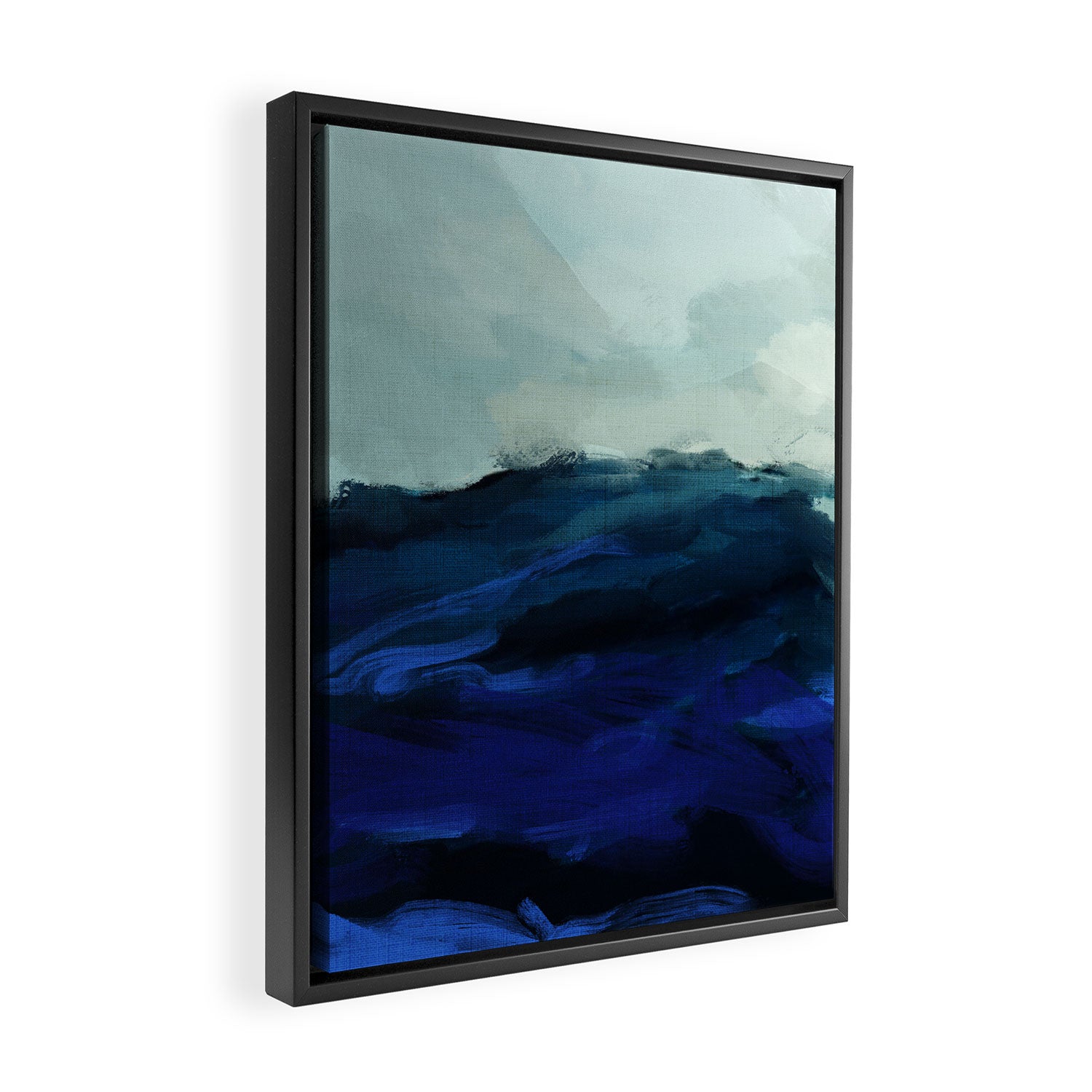 ocean wave blue abstract painting Framed Canvas Print Gallery Image 2