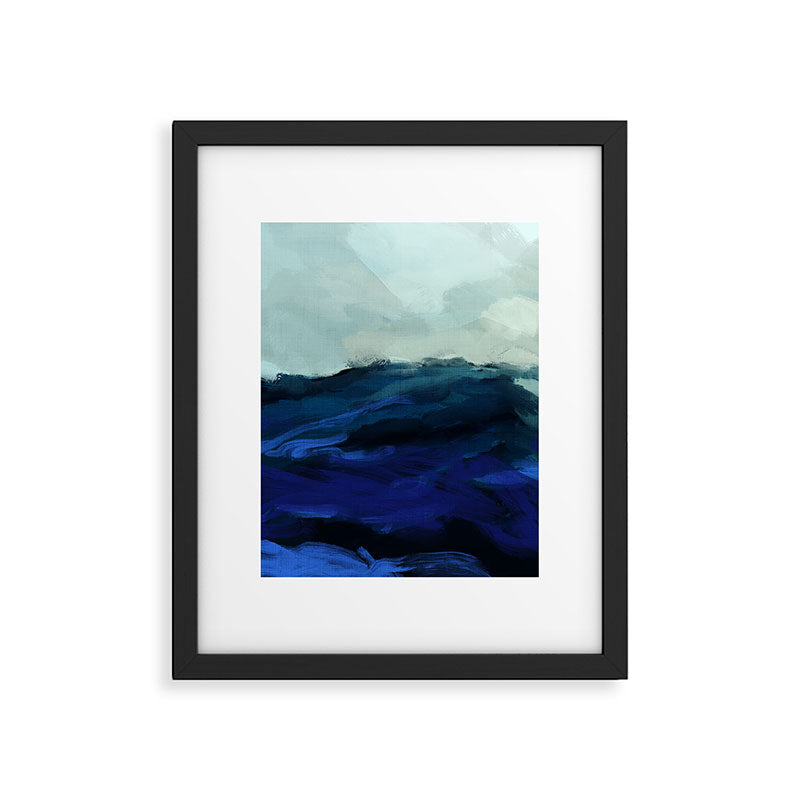 ocean wave blue abstract painting Framed Art Print Gallery Image 6