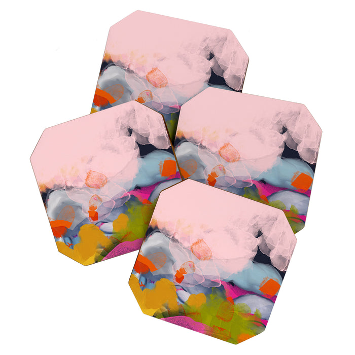pastel pink landscape abstract Coaster Gallery Image 1