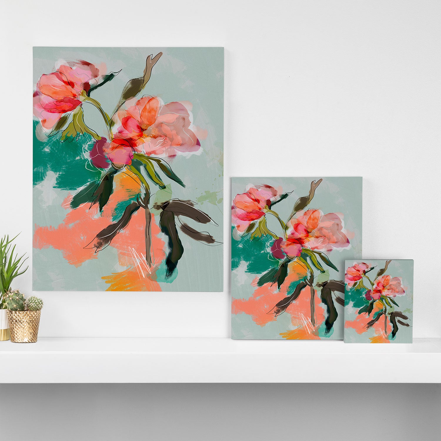 peonies abstract floral Canvas Print Gallery Image 3