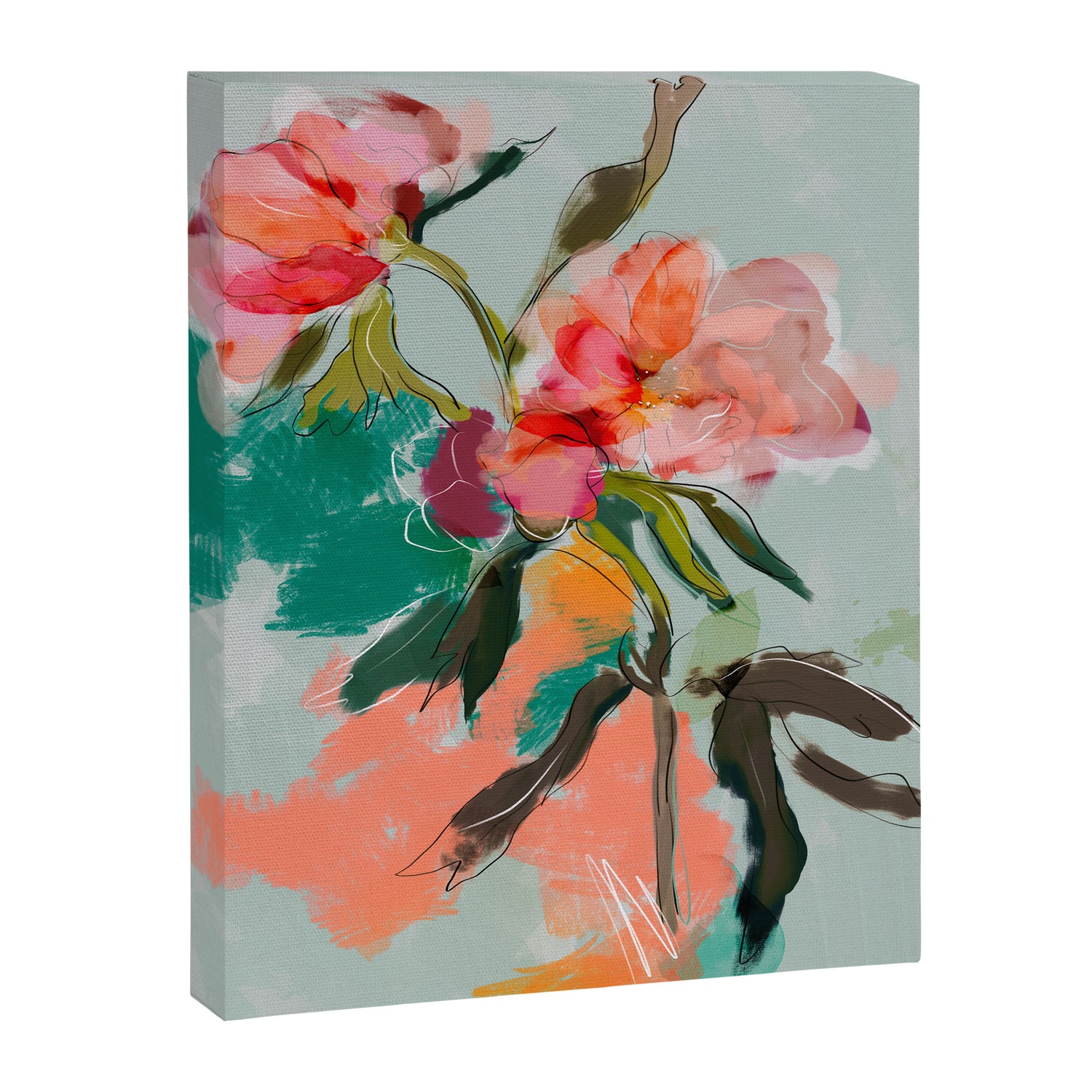 peonies abstract floral Canvas Print Gallery Image 3