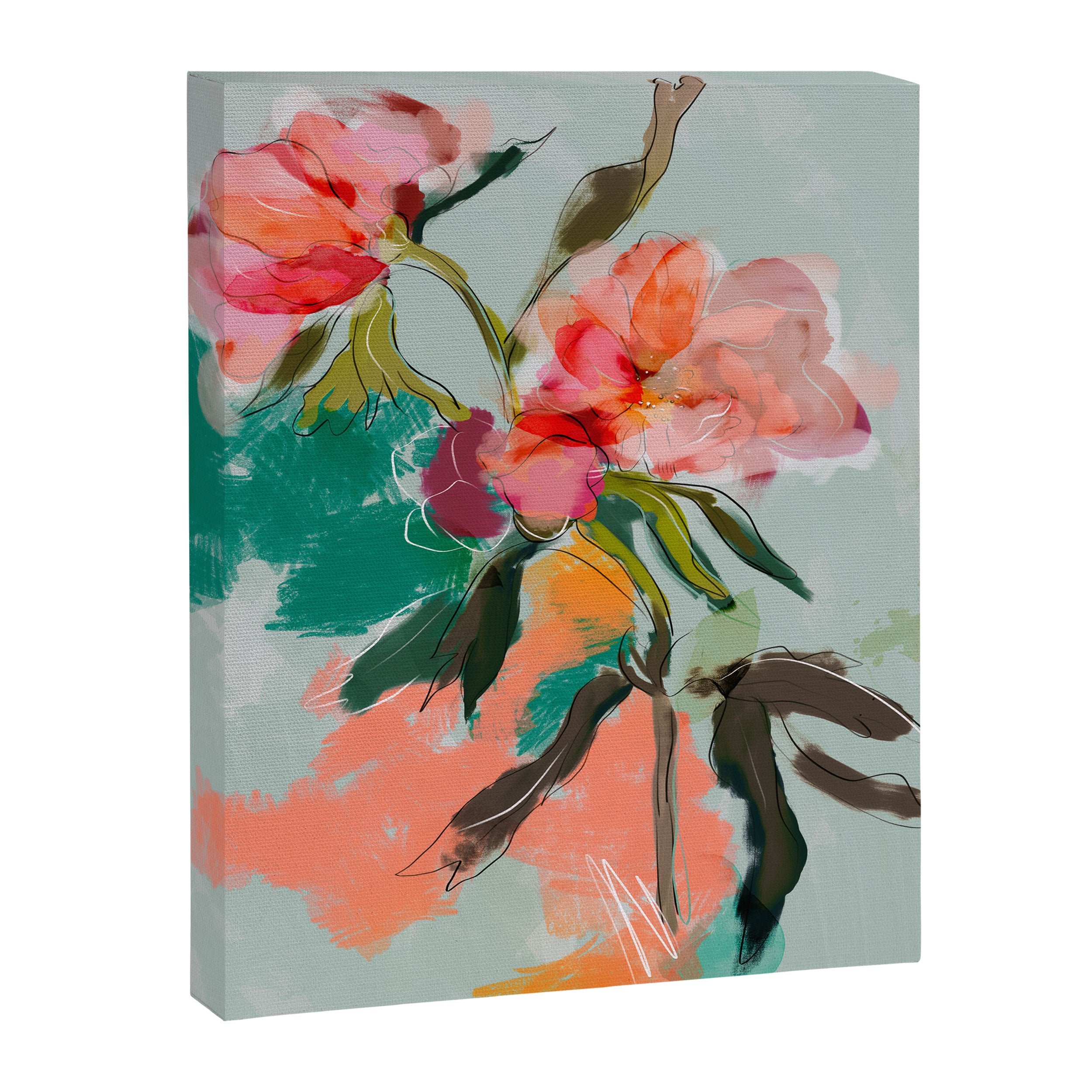 peonies abstract floral Canvas Print Gallery Image 3