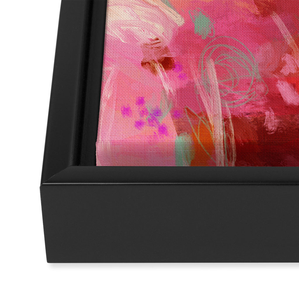 pink floral illusion abstract art Framed Canvas Print Gallery Image 3
