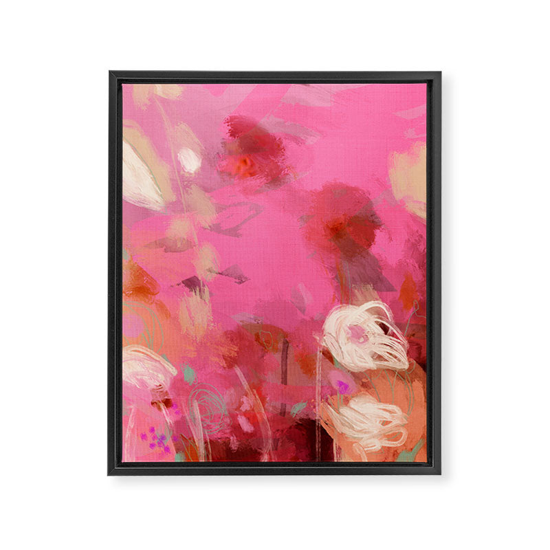 pink floral illusion abstract art Framed Canvas Print Gallery Image 8