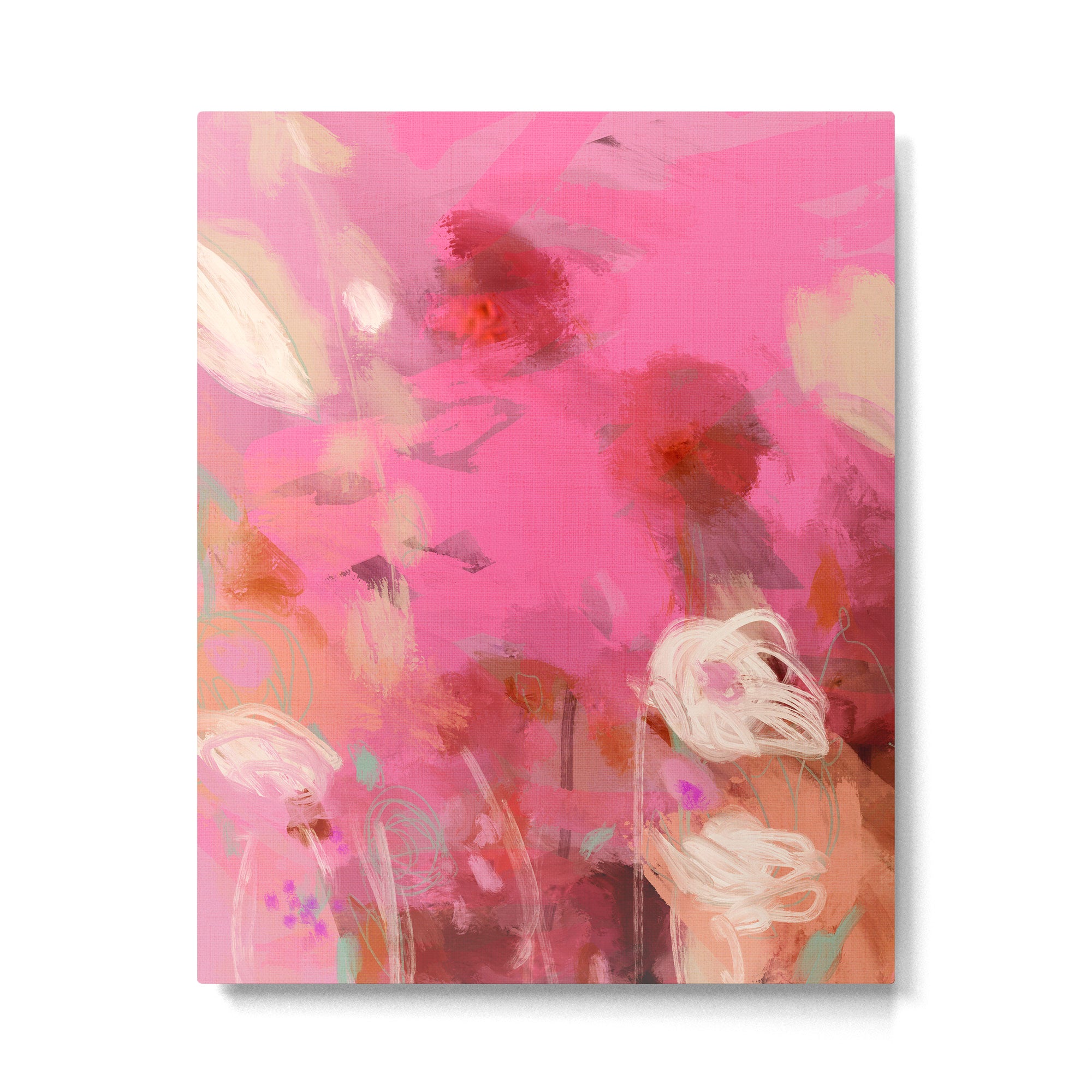 pink floral illusion abstract art Metal Print Gallery Image 6