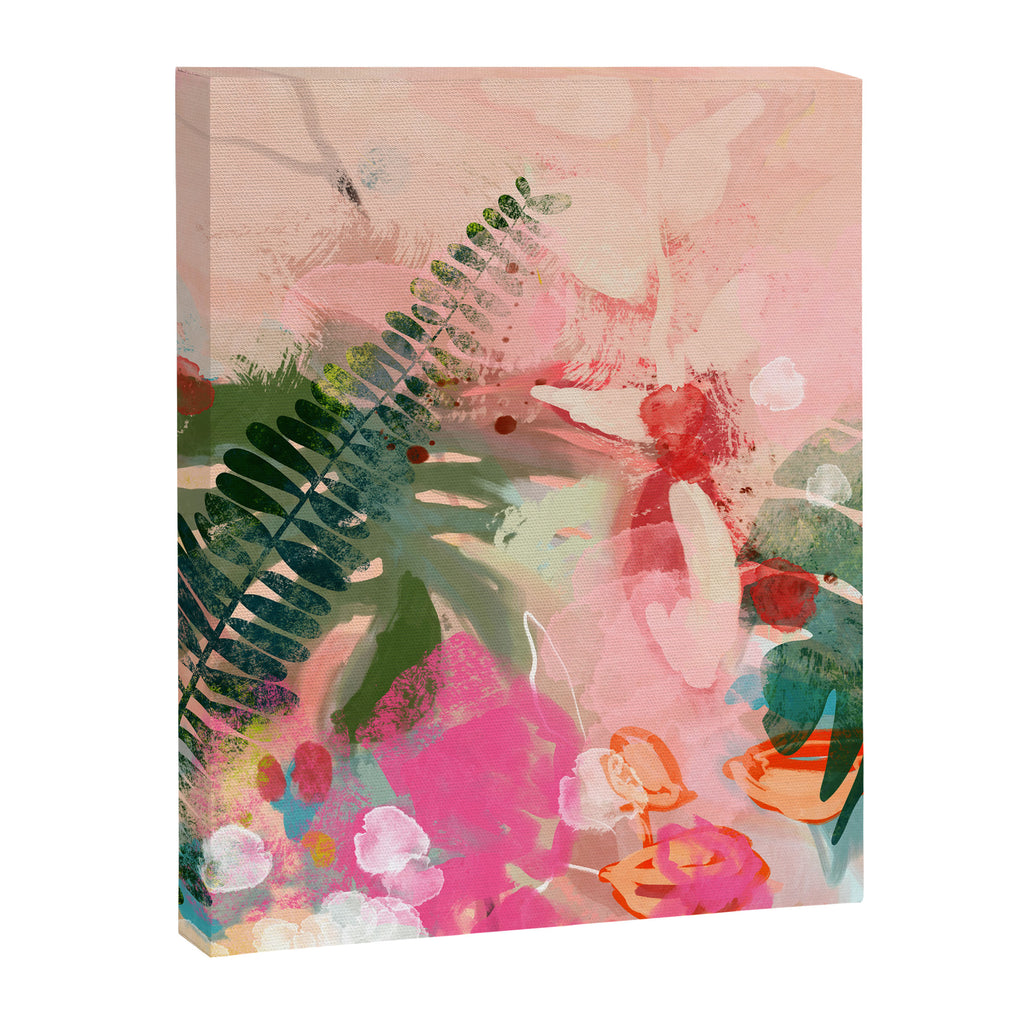 pink jungle leaves art abstract Canvas Print Gallery Image 6