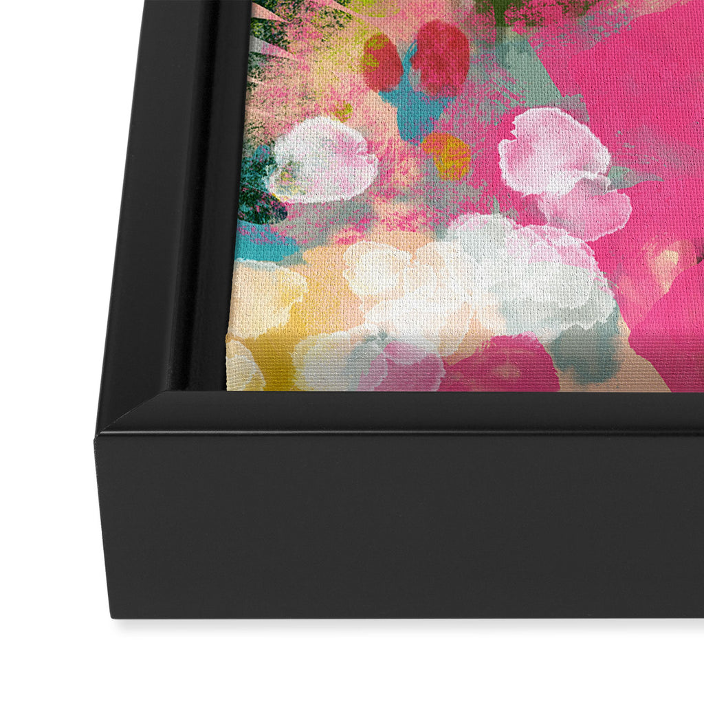 pink jungle leaves art abstract Framed Canvas Print Gallery Image 3
