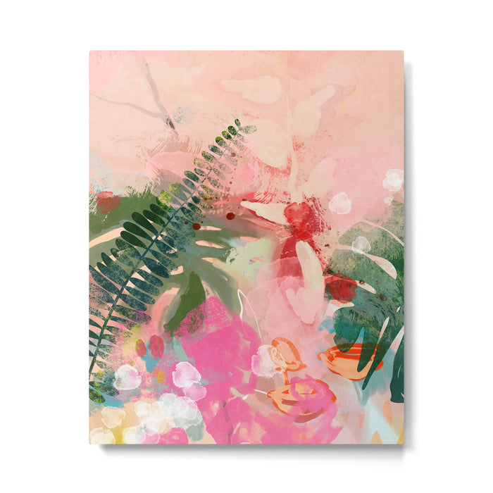 pink jungle leaves art abstract Metal Print Gallery Image 1