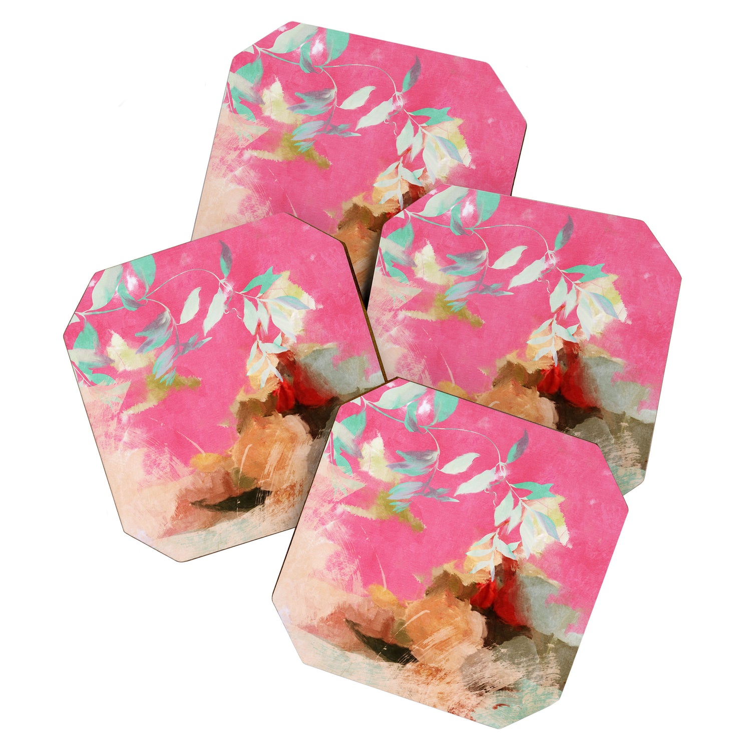 pink peachy branch in summer garden Coaster Gallery Image 1