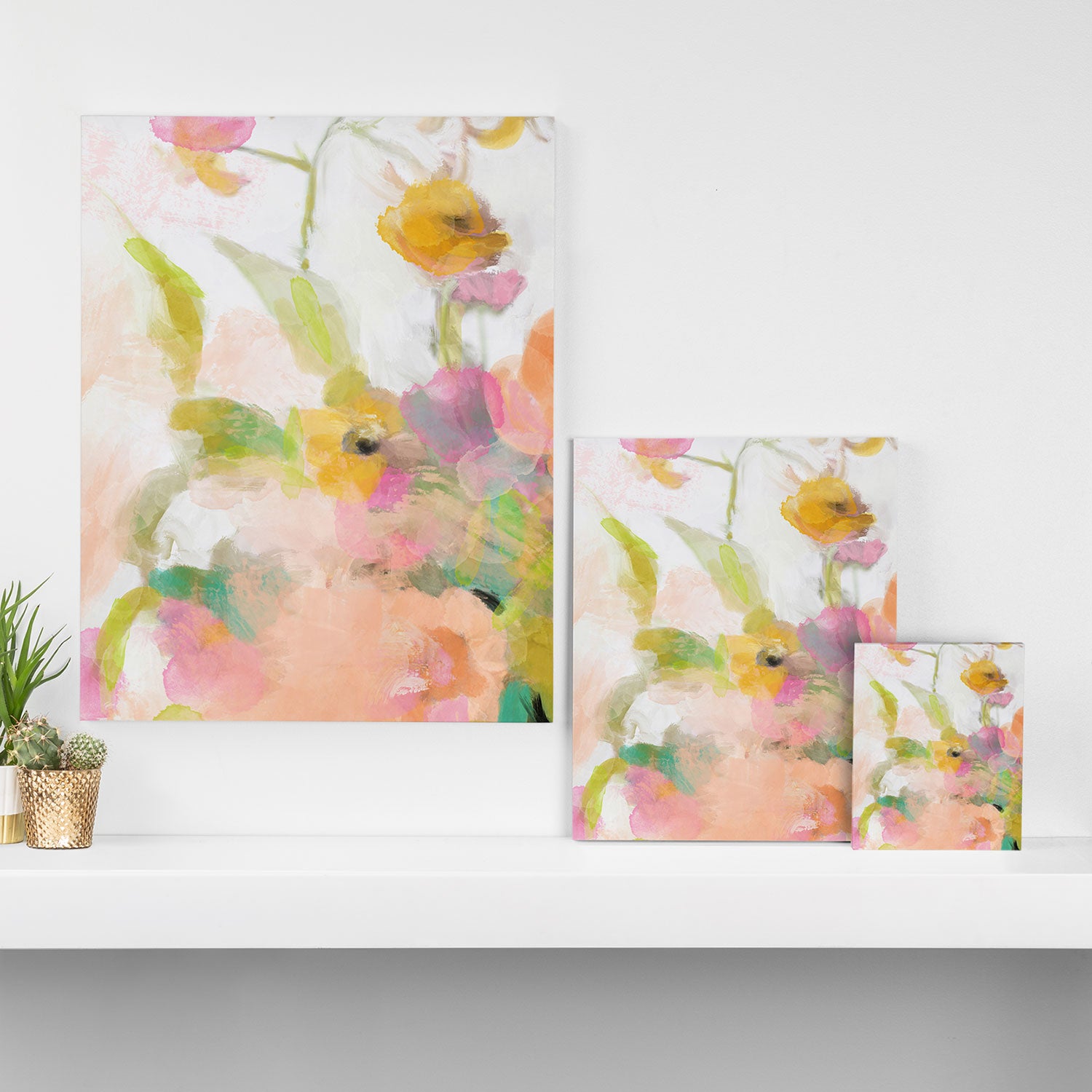 pink spring summer floral abstract Canvas Print Gallery Image 3