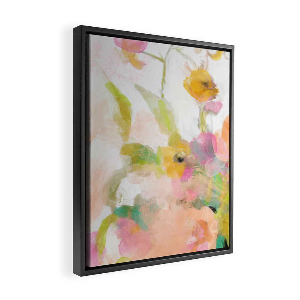 pink spring summer floral abstract Framed Canvas Print Gallery Image 2