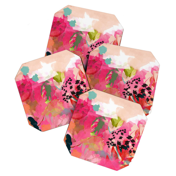 pink summer garden dream abstract Coaster Gallery Image 1