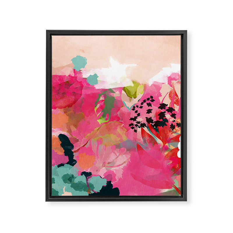 pink summer garden dream abstract Framed Canvas Print Gallery Image 6