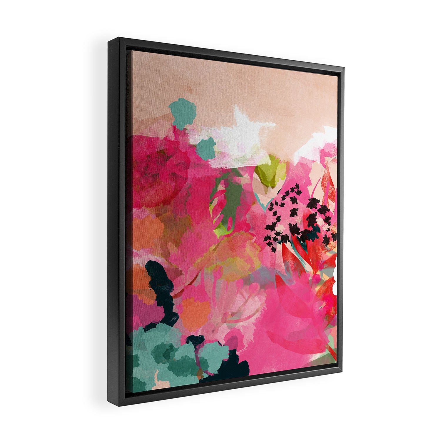 pink summer garden dream abstract Framed Canvas Print Gallery Image 2