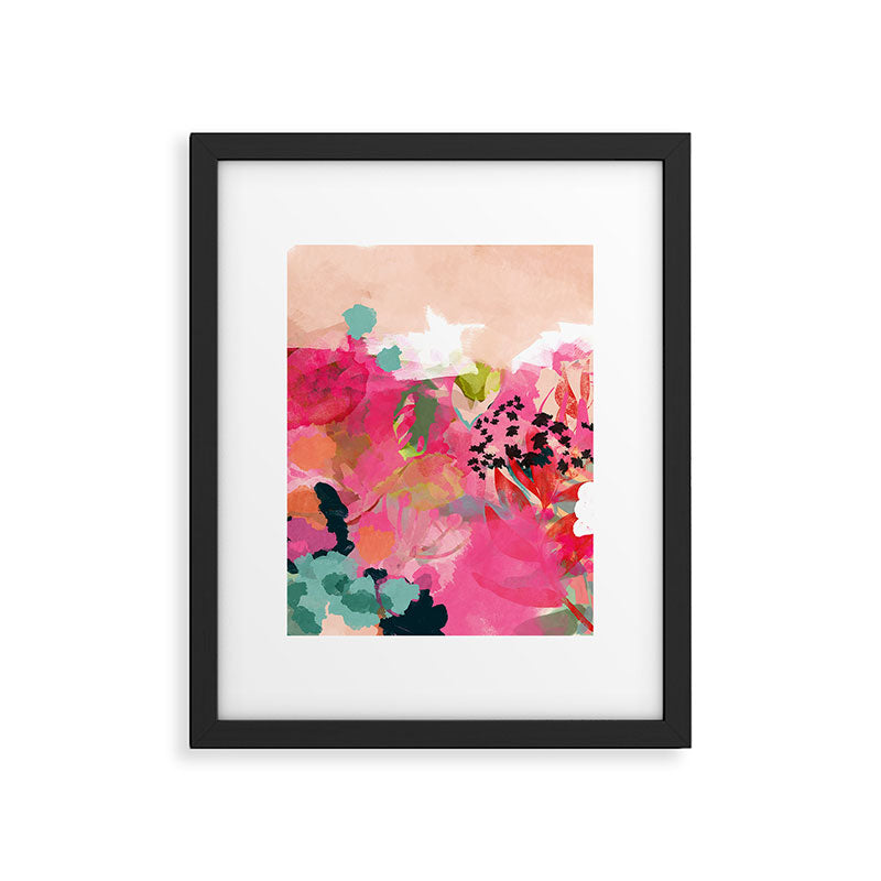 pink summer garden dream abstract Framed Art Print Gallery Image 5