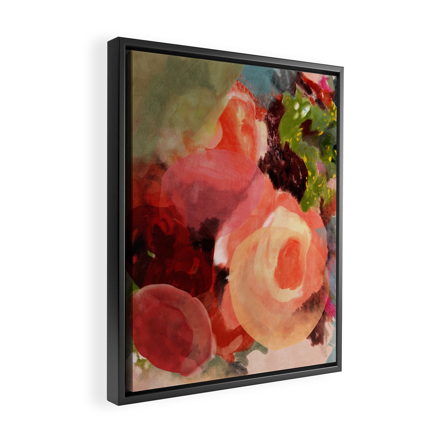 pink summer roses 2 triptych abstract Framed Canvas Print Gallery Image 2