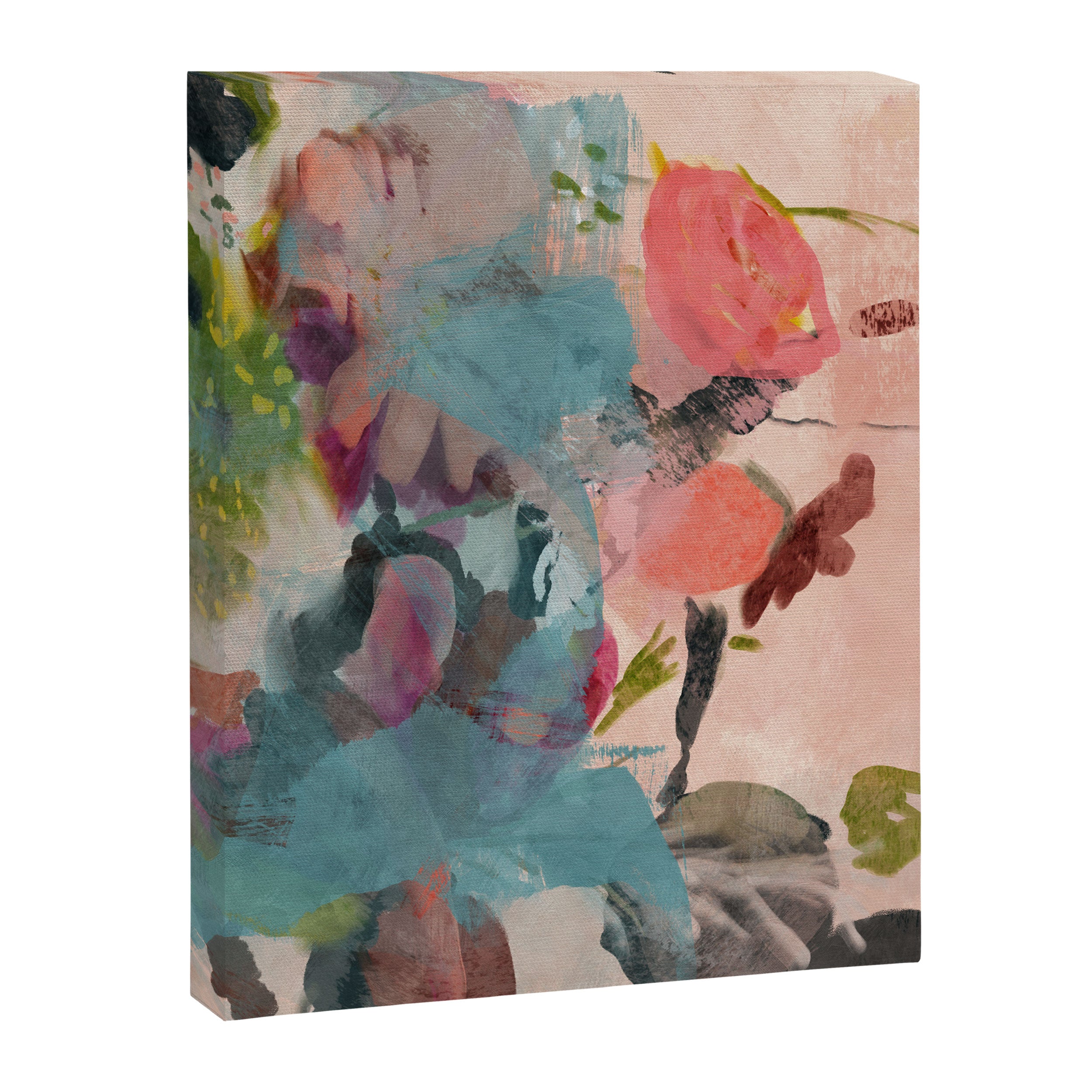 pink summer roses 3 triptych abstract Canvas Print Gallery Image 6