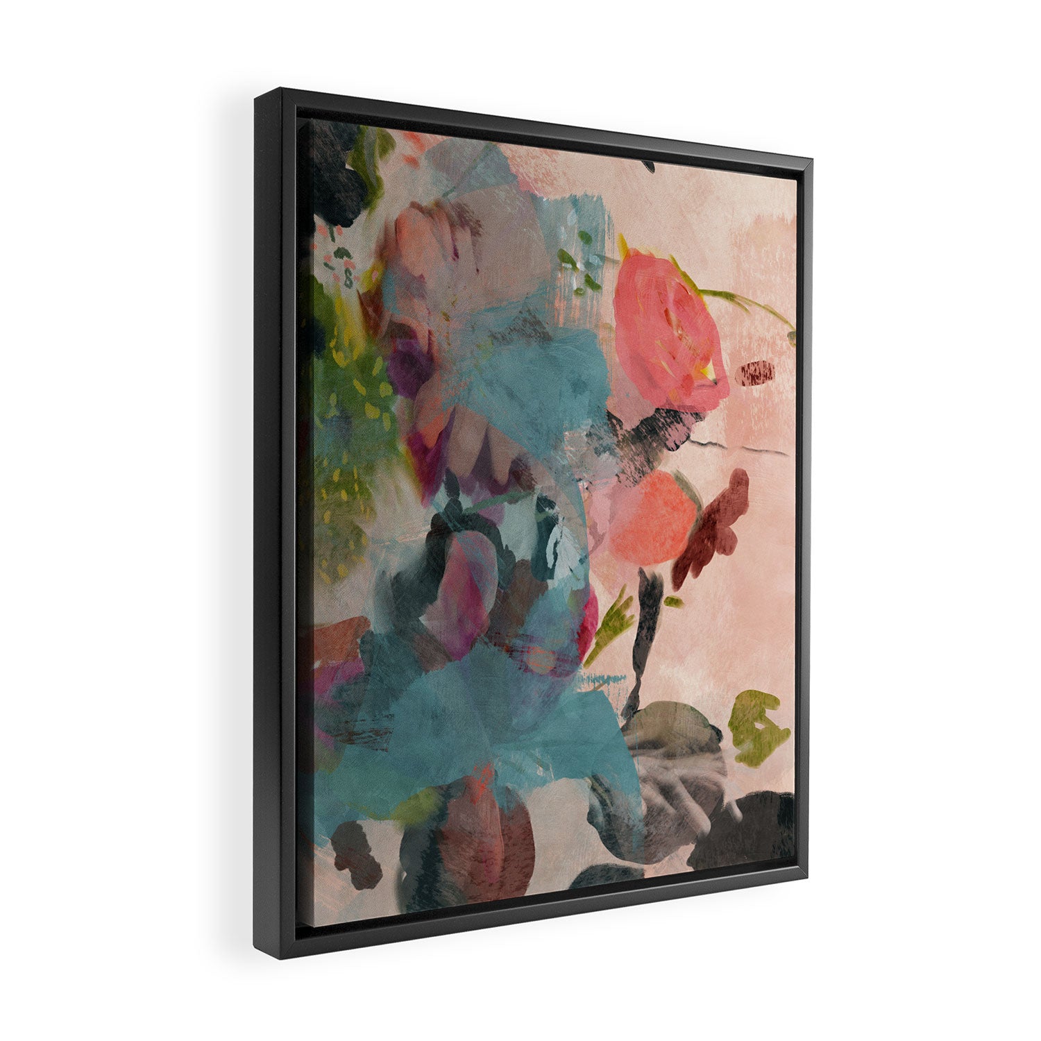 pink summer roses 3 triptych abstract Framed Canvas Print Gallery Image 2