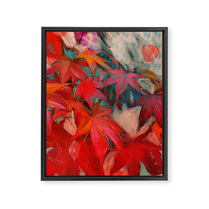 red leaves abstract art Framed Canvas Print Gallery Image 1