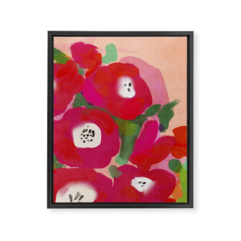 Red Pink Abstract Minimal Floral Framed Canvas Print Gallery Image 8