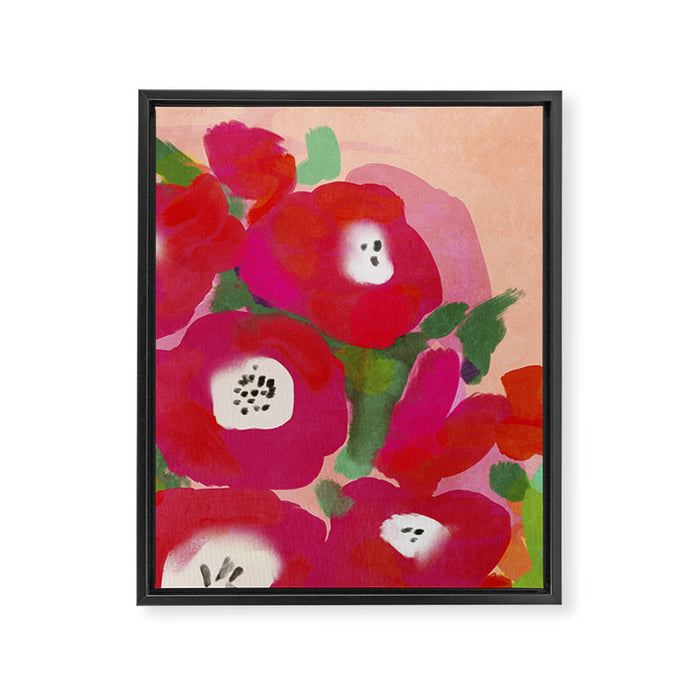 Red Pink Abstract Minimal Floral Framed Canvas Print Gallery Image 1