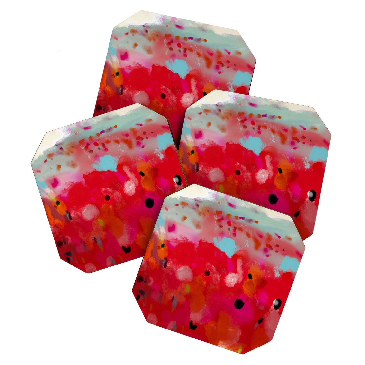 red poppies field abstract Coaster Gallery Image 1
