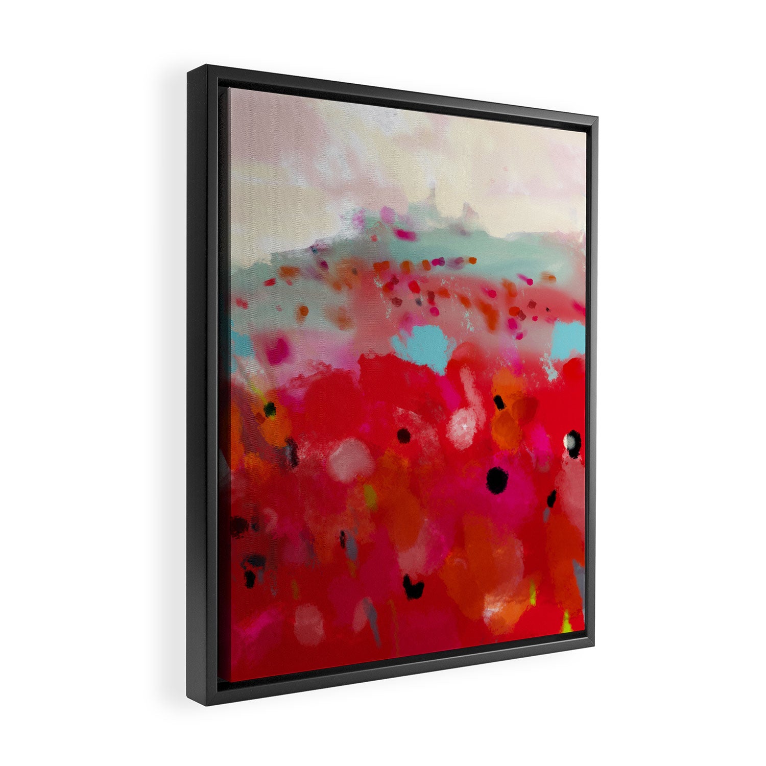 red poppies field abstract Framed Canvas Print Gallery Image 2