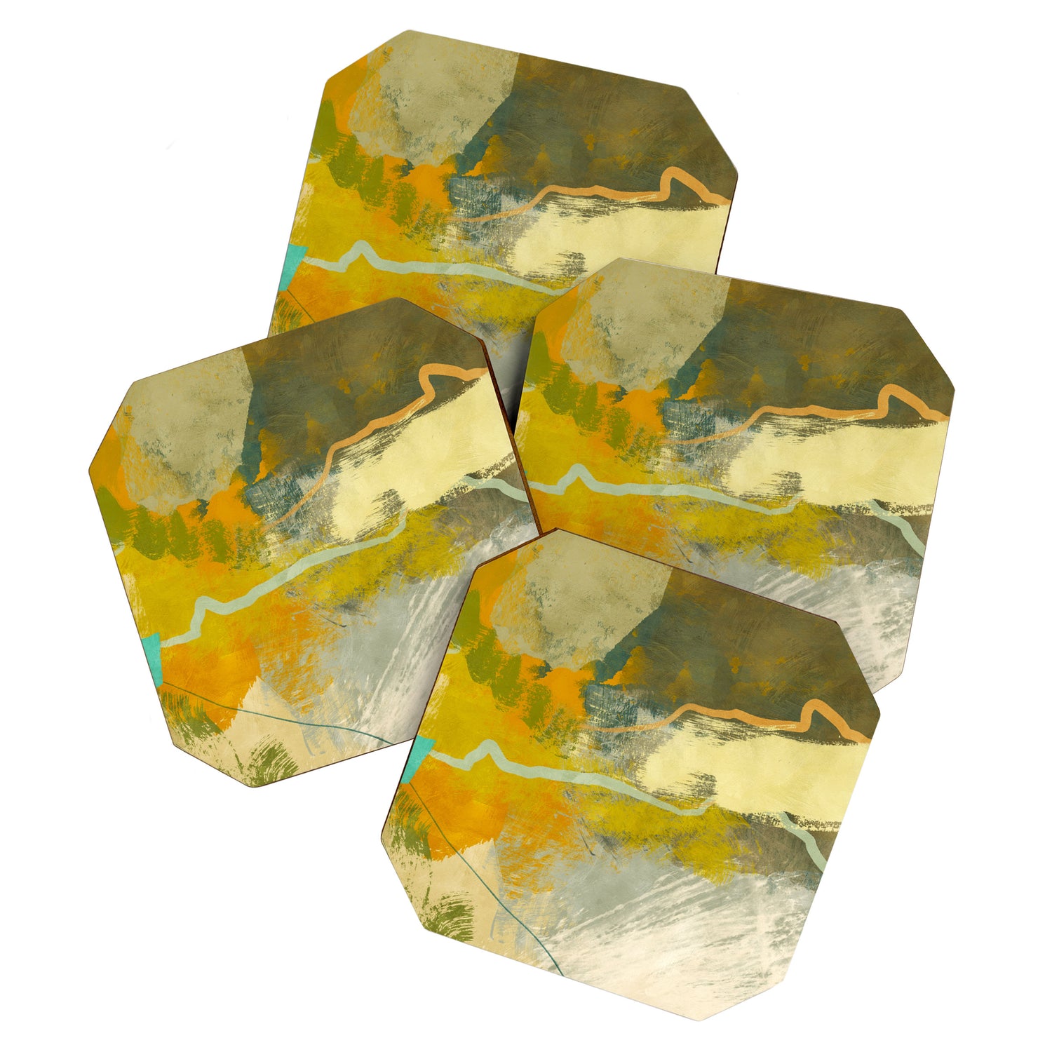 summer green abstract art 3 Coaster Gallery Image 1