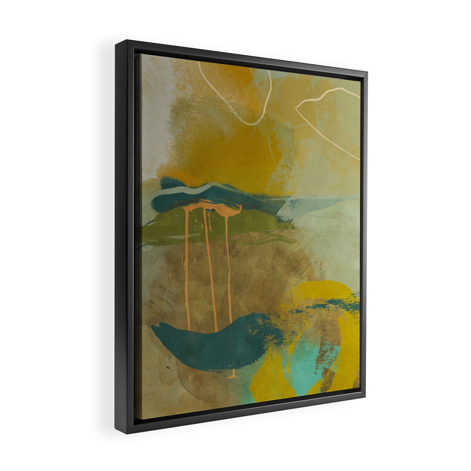 summer green abstract art Framed Canvas Print Gallery Image 2