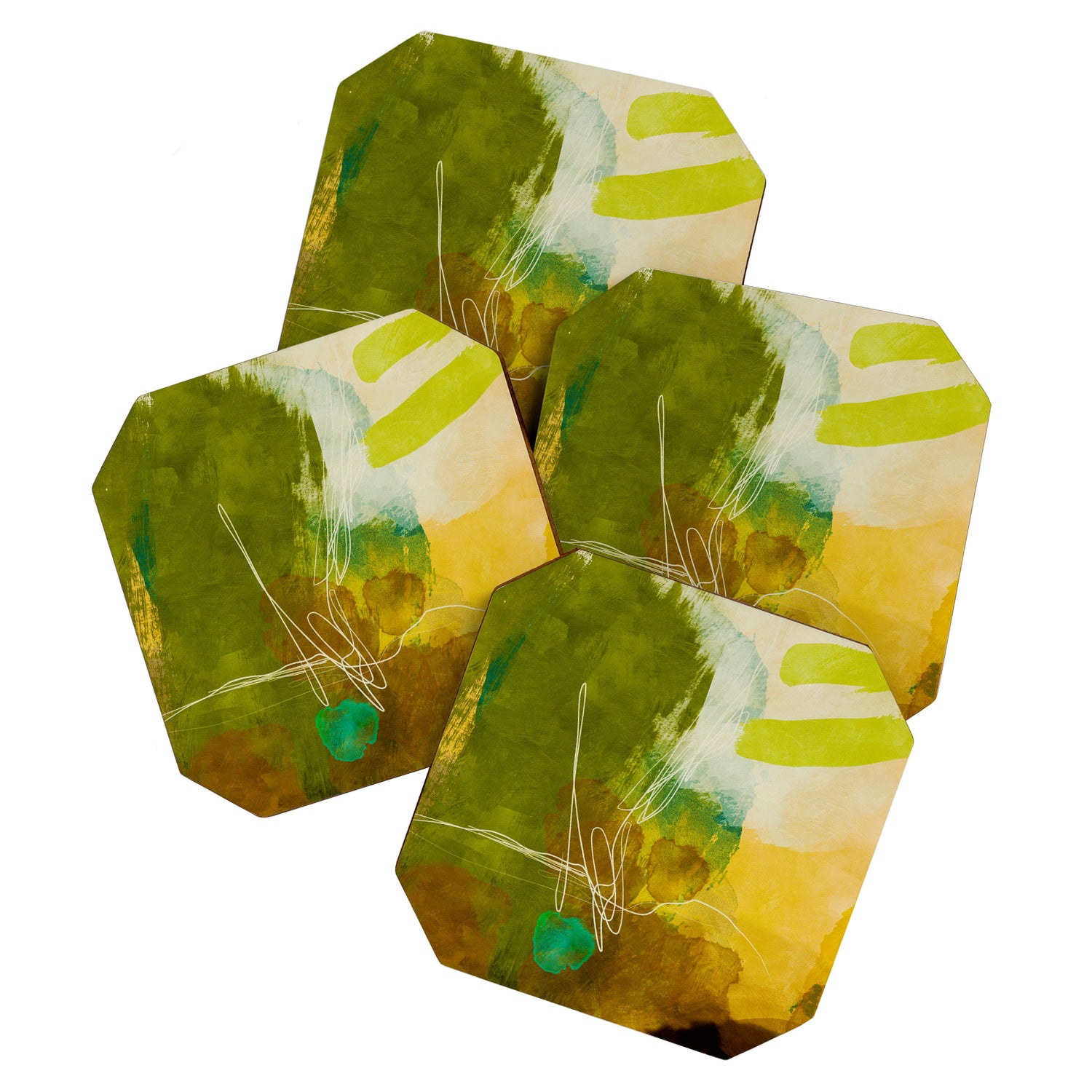 summer landscape 1 triptych abstract art Coaster Gallery Image 1