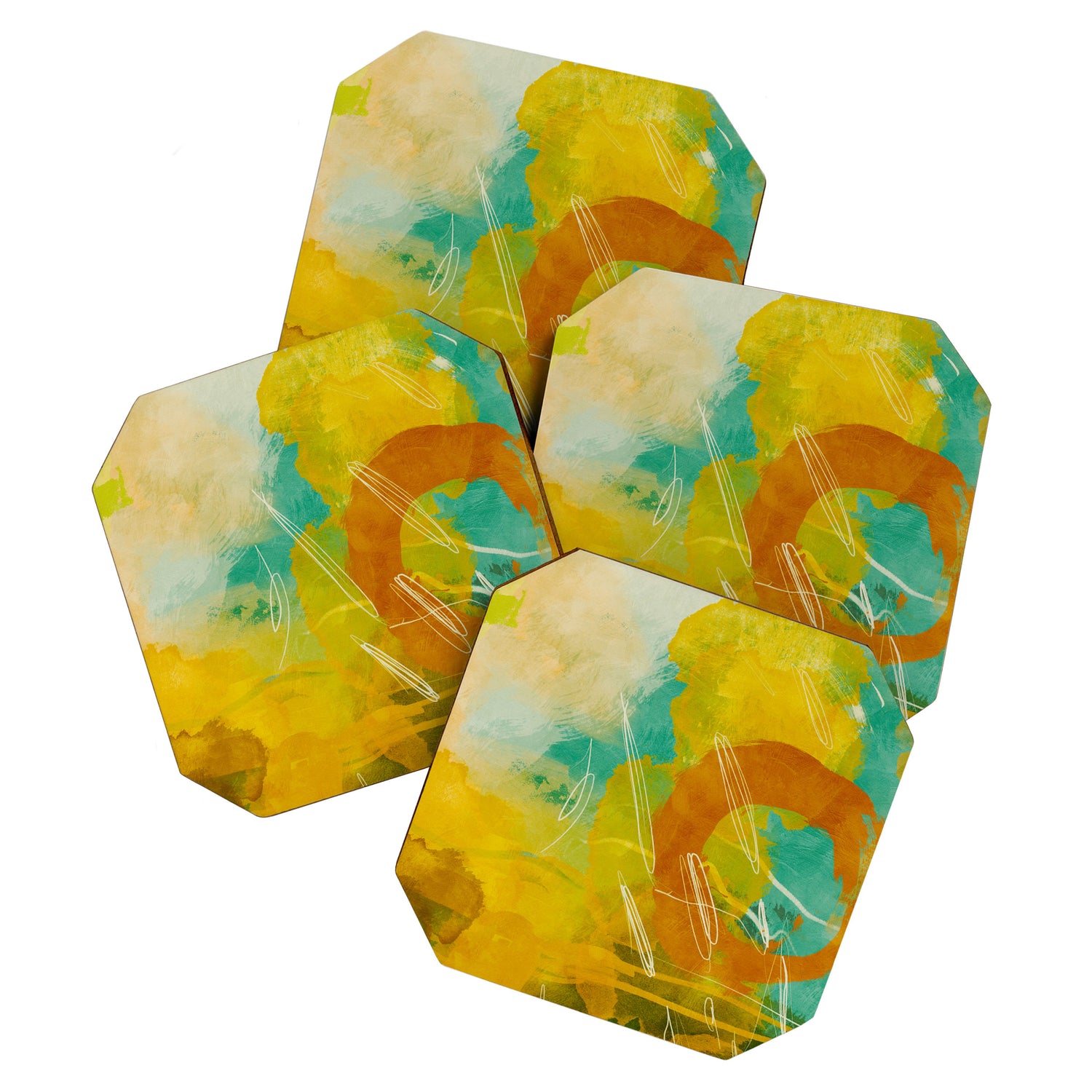 summer landscape 2 triptych abstract art Coaster Gallery Image 1