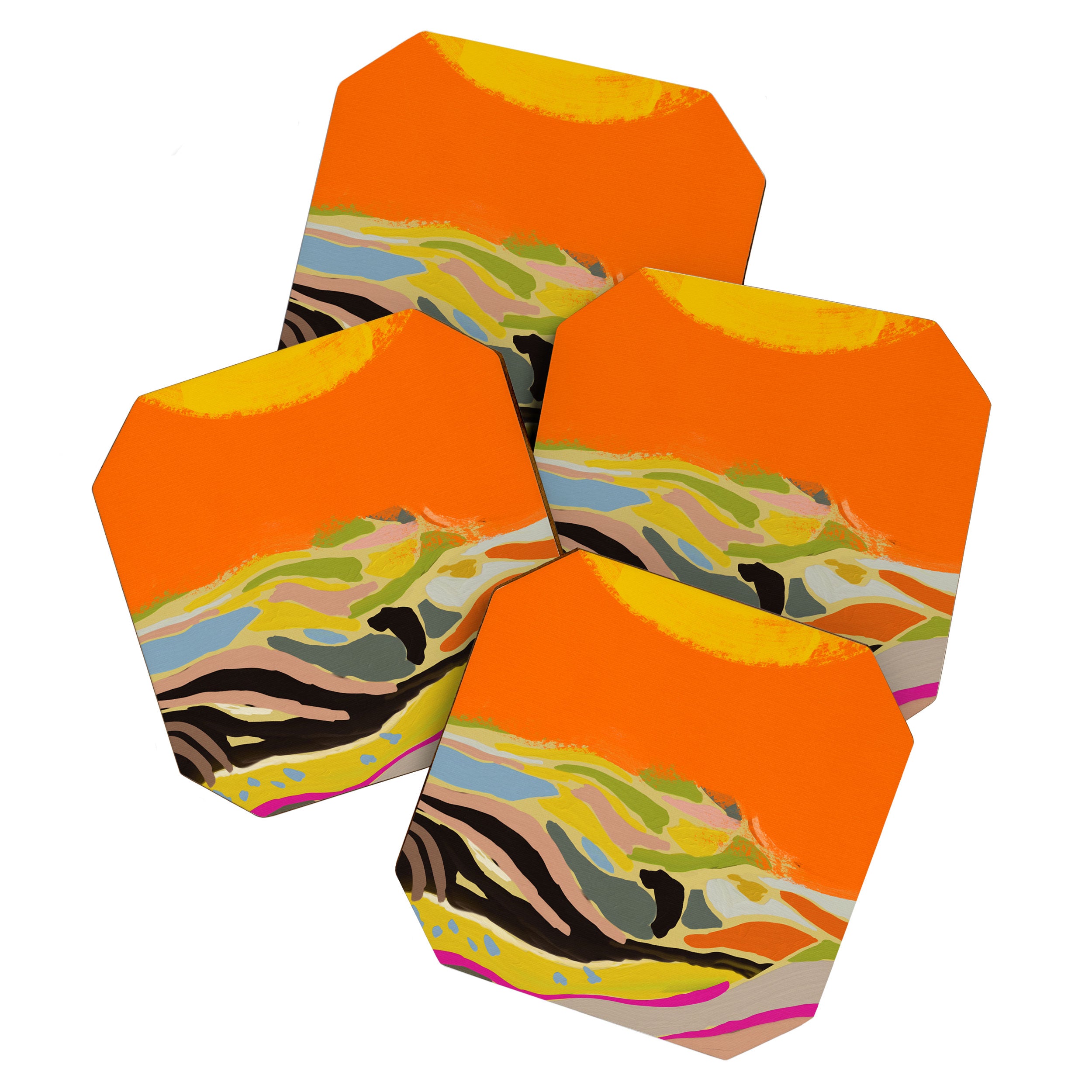 sun hills abstract landscape Coaster Gallery Image 1