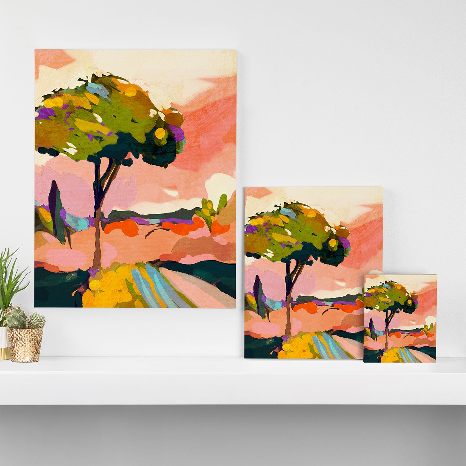 sundown with tree landscape Canvas Print Gallery Image 3