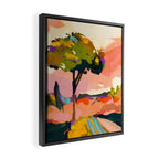 sundown with tree landscape Framed Canvas Print Gallery Image 2