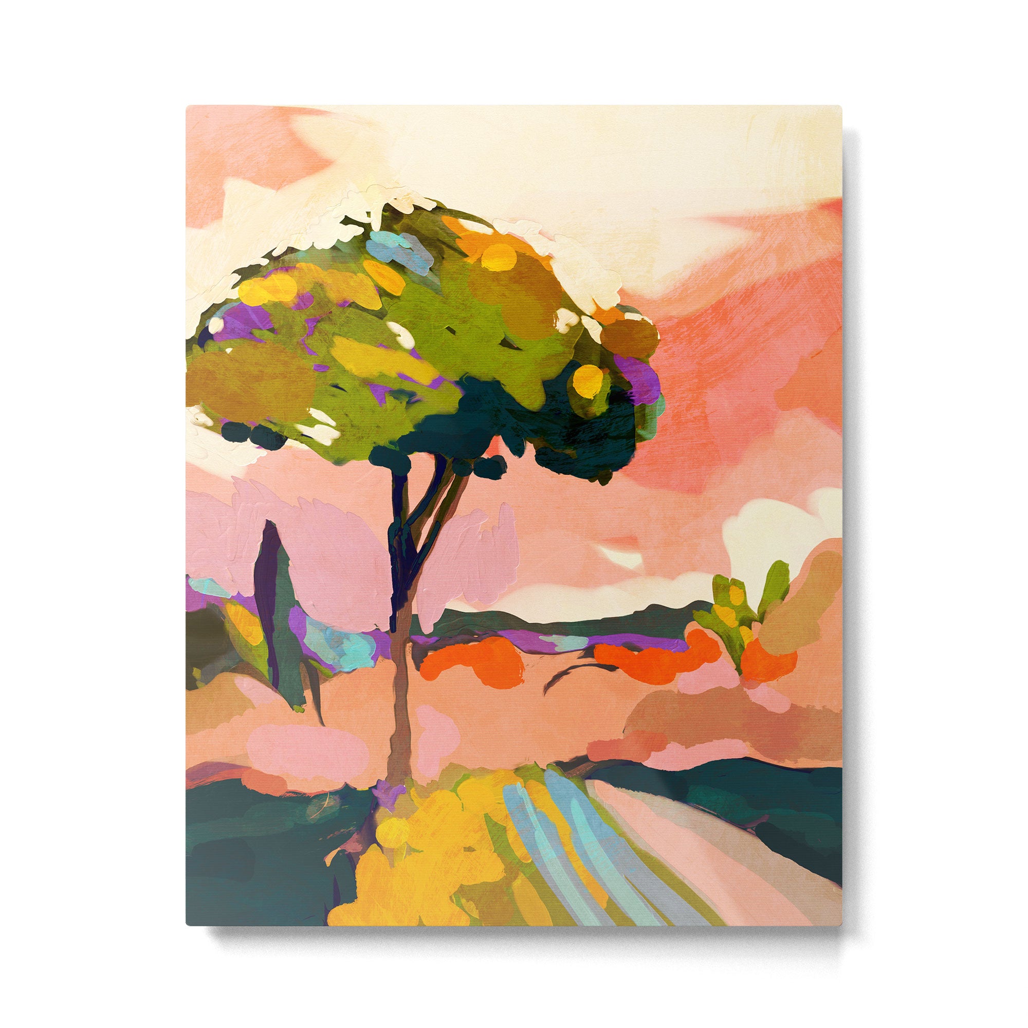 sundown with tree landscape Metal Print Gallery Image 4