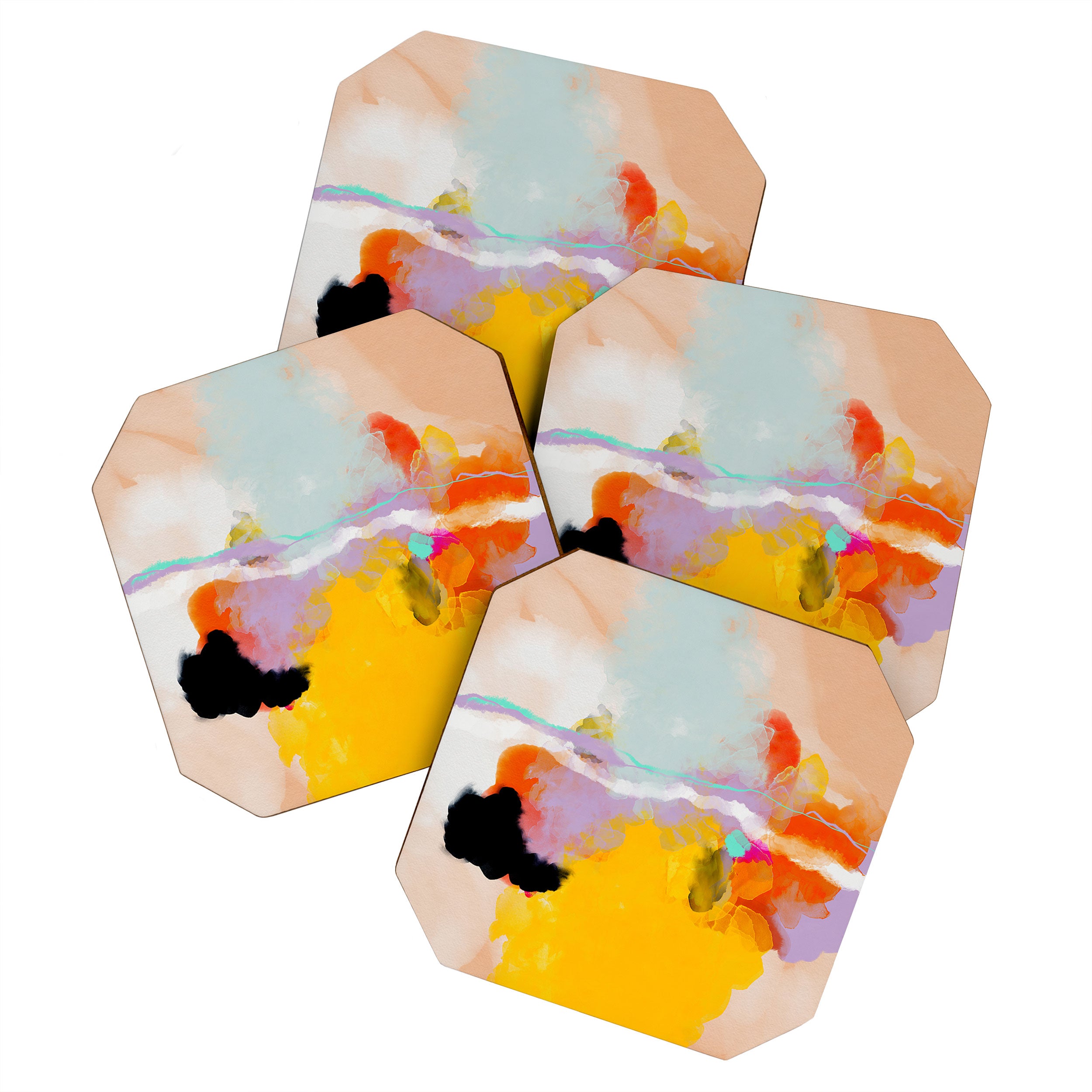 yellow blush abstract Coaster Gallery Image 1