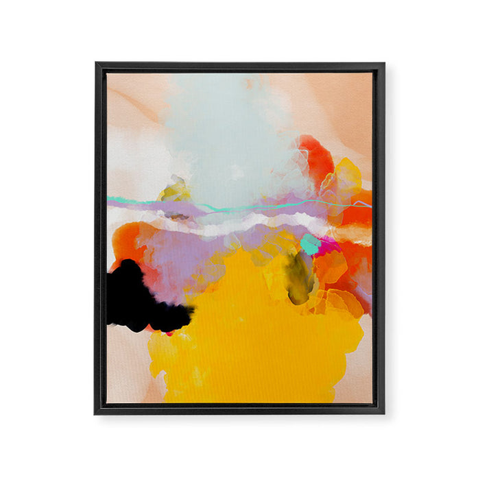 yellow blush abstract Framed Canvas Print Gallery Image 1