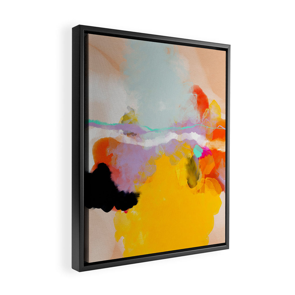 yellow blush abstract Framed Canvas Print Gallery Image 2