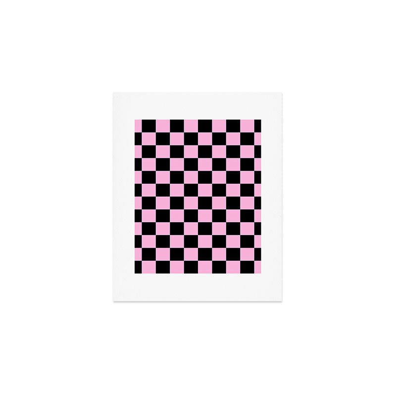 Checkered (Black & Pink Pattern) Art Print Gallery Image 1