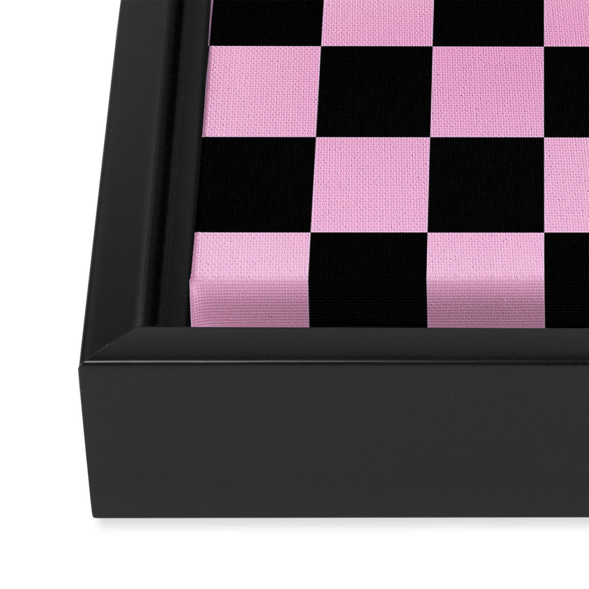 Checkered (Black & Pink Pattern) Framed Canvas Print Gallery Image 3