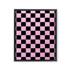 Checkered (Black & Pink Pattern) Framed Canvas Print Gallery Image 8