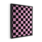 Checkered (Black & Pink Pattern) Framed Canvas Print Gallery Image 2