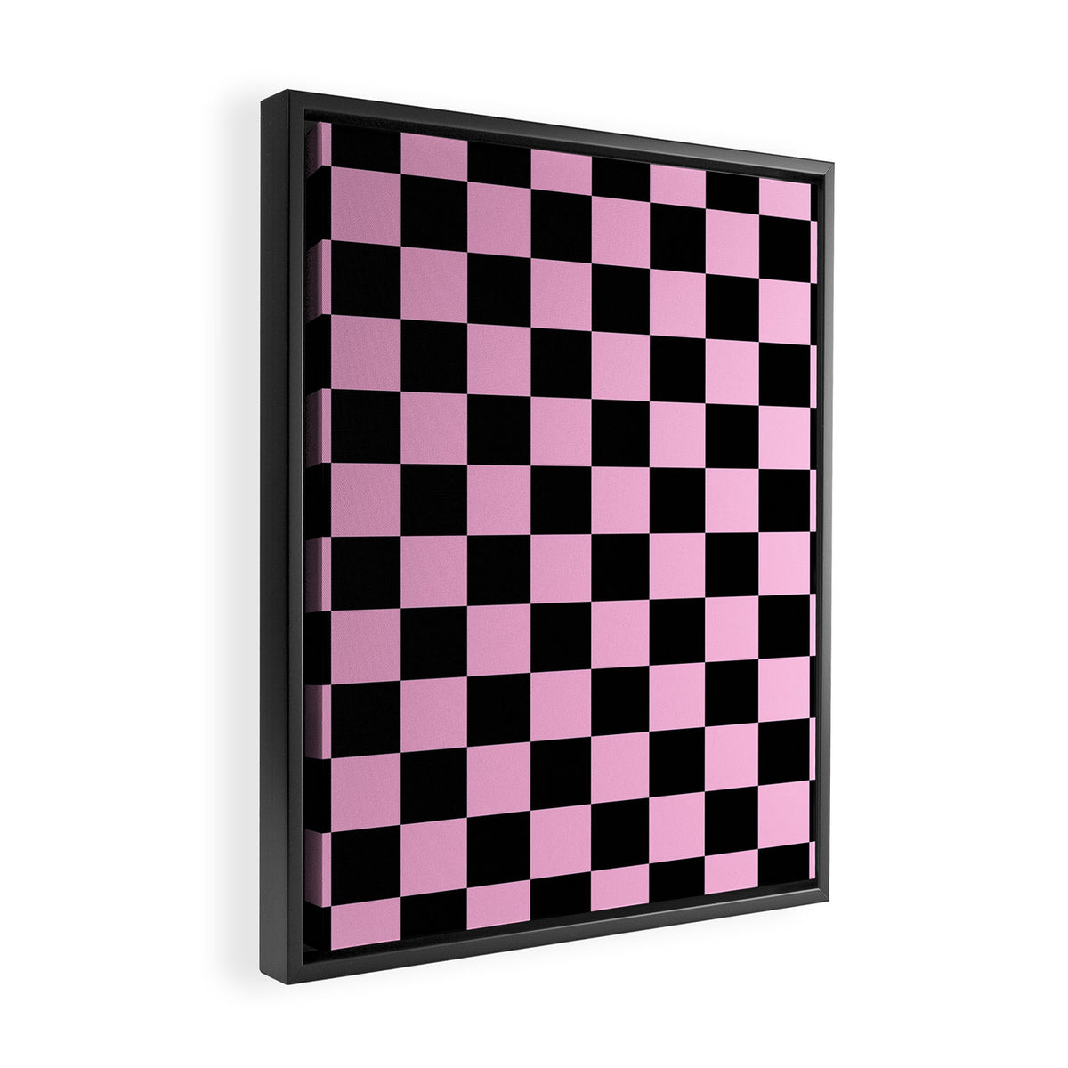 Checkered (Black & Pink Pattern) Framed Canvas Print Gallery Image 2