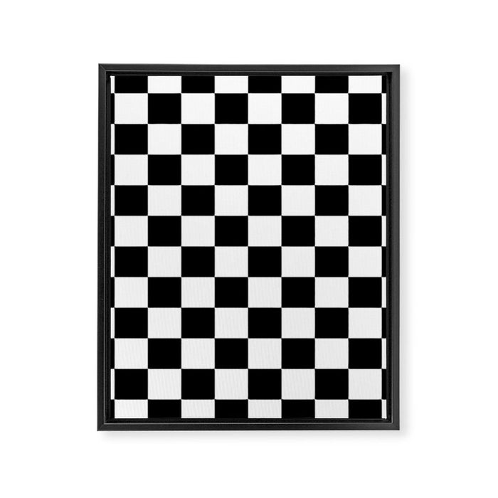 Checkered (Black & White Pattern) Framed Canvas Print Gallery Image 1