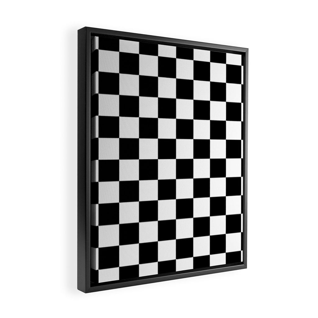 Checkered (Black & White Pattern) Framed Canvas Print Gallery Image 2