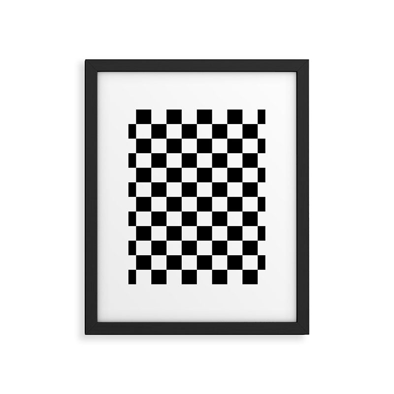 Checkered (Black & White Pattern) Framed Art Print Gallery Image 6