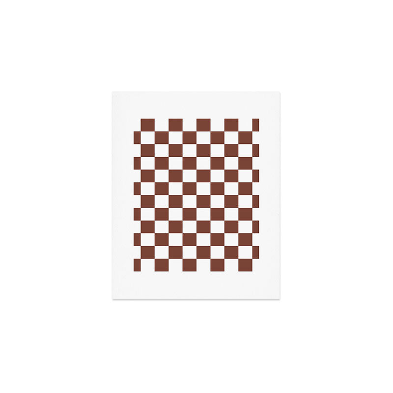 Checkered (Brown & White Pattern) Art Print Gallery Image 1