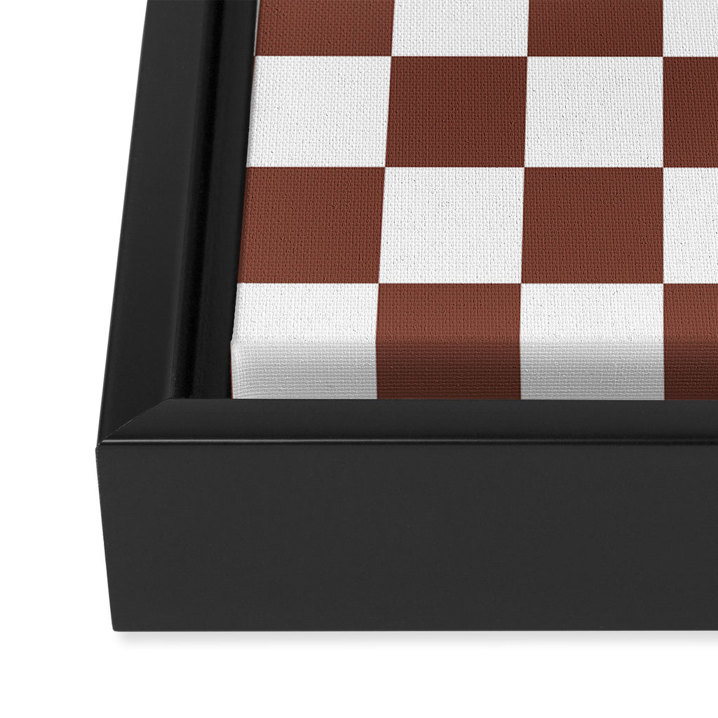 Checkered (Brown & White Pattern) Framed Canvas Print Gallery Image 3